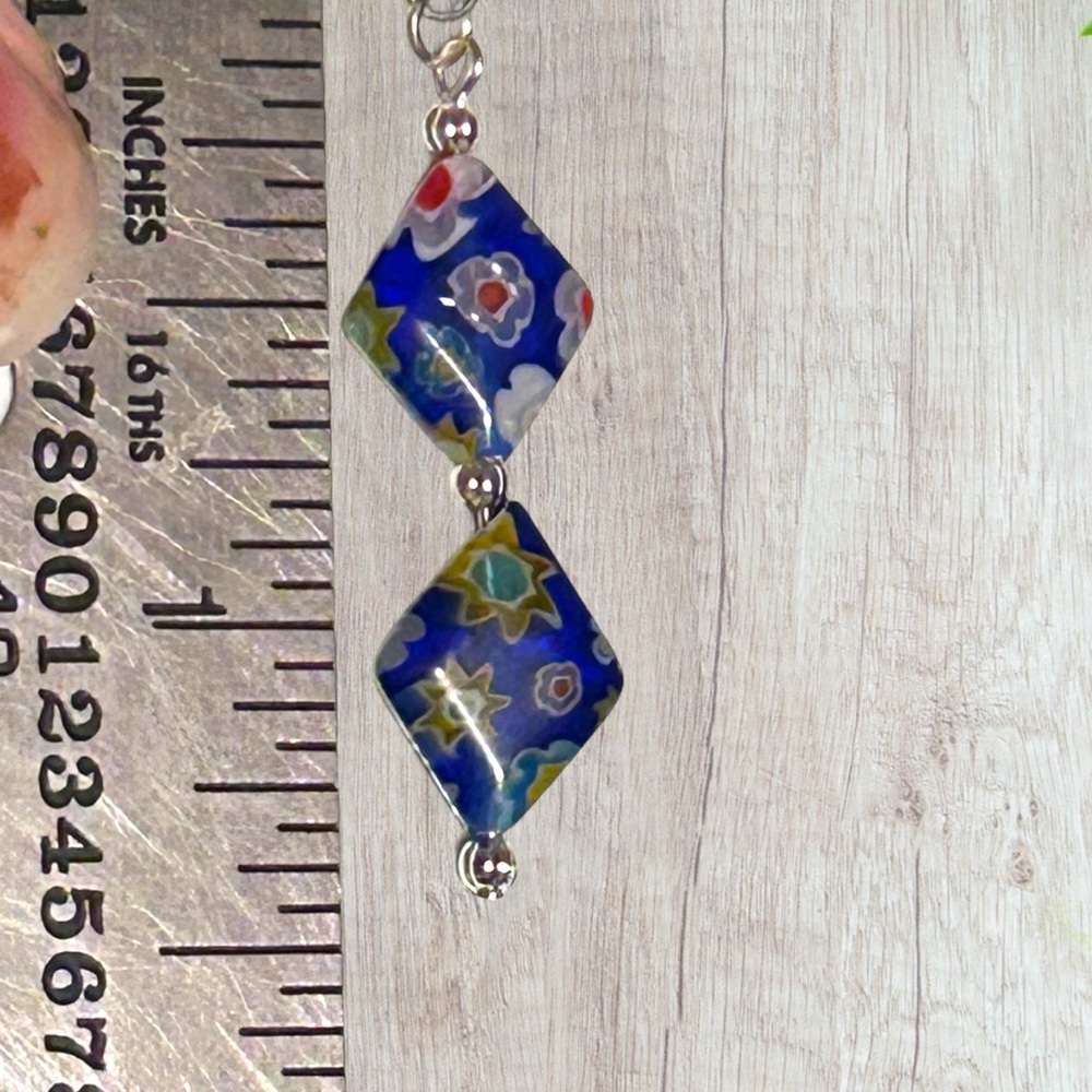 Hand Crafted Earrings Flowers Floral Beads Long Dangle Pierced - Picture 8 of 8